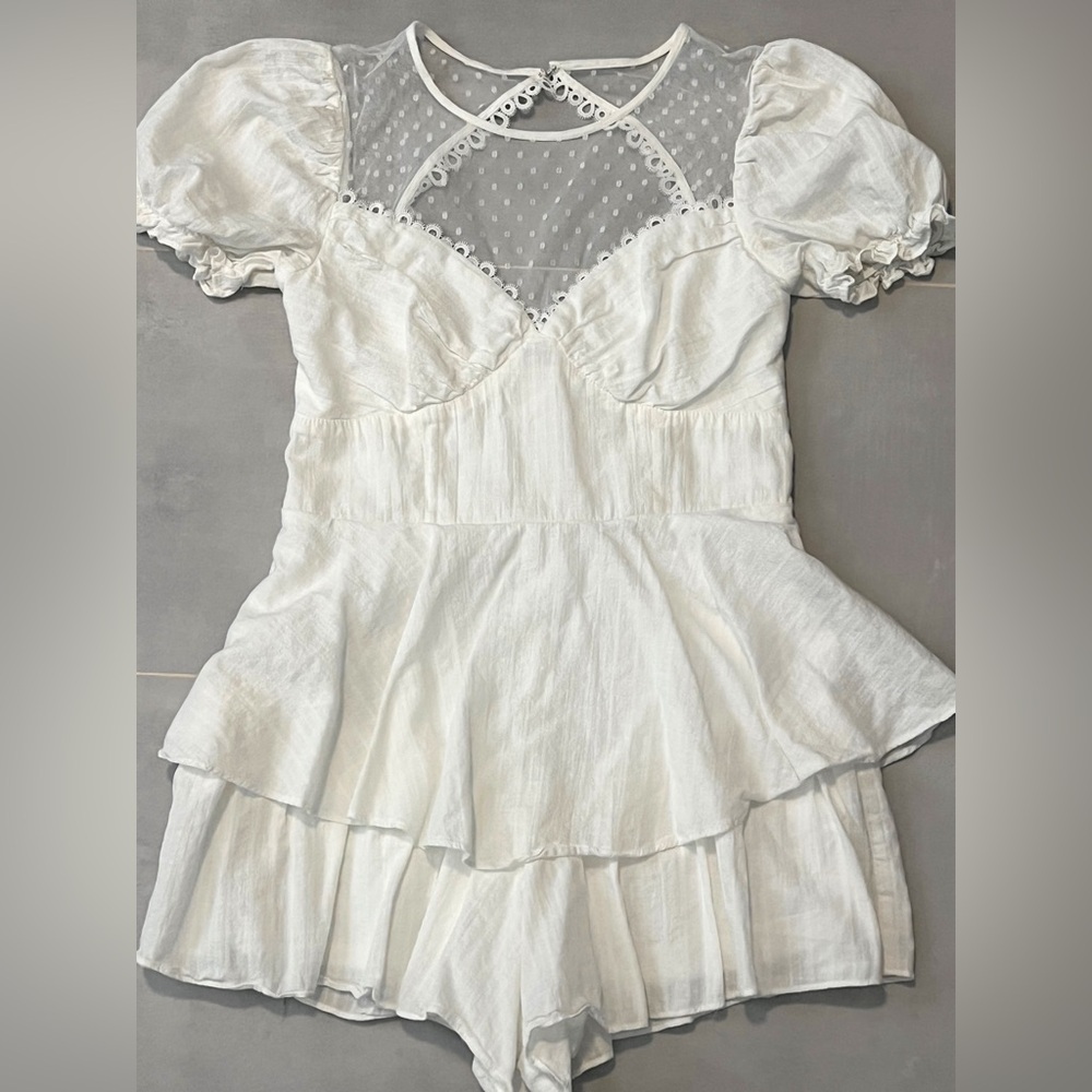 City Vibe White Dress short  with Ruffles